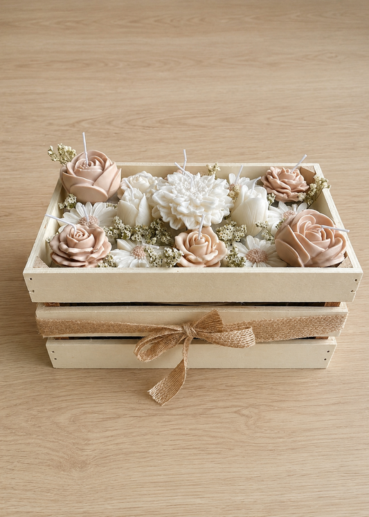 Cesta beige y blanca