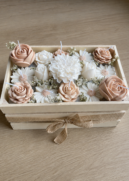 cesta beige y blanco